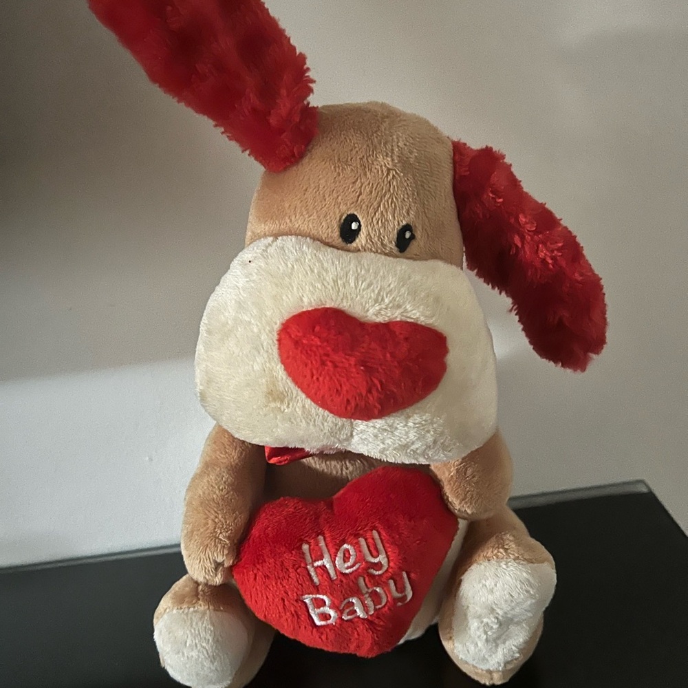Cute Plush Dog with Red Heart
